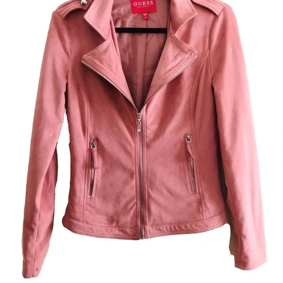 Vintage Guess Moto Soft Stretch Faux Suede Zip Up Fitted Jacket 2000s. - Picture 2 of 8